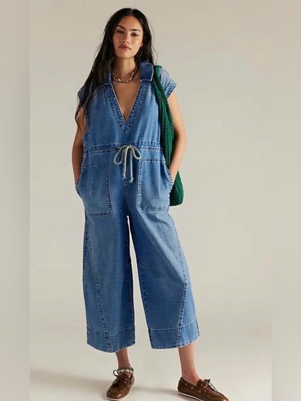 Free People We The Free Lantana Cropped Coverall. NWT. Blueprint - Picture 3 of 4